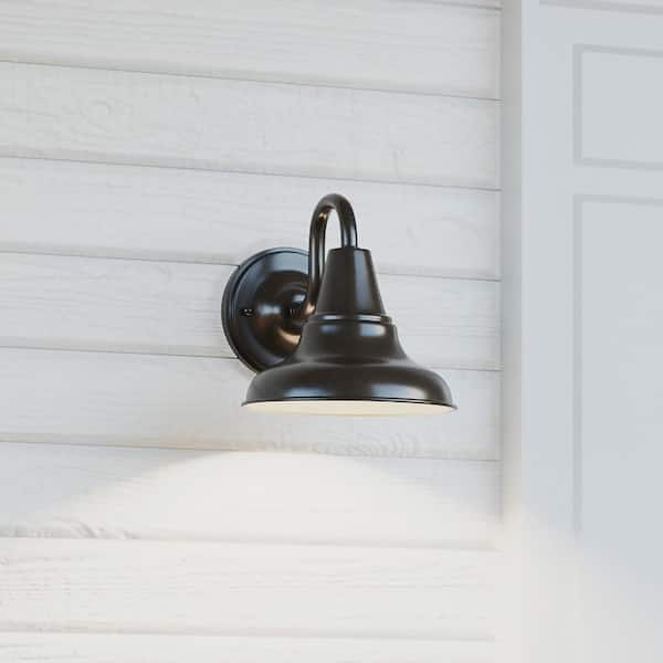 District Collection 1-Light Antique Bronze Farmhouse Outdoor Medium Wall Lantern Light