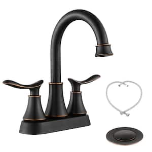 4 in. Centerset Double Handle High Arc Bathroom Faucet Combo Kit Included Pop-Up Drain,Supply Hoses in Oil Rubbed Bronze