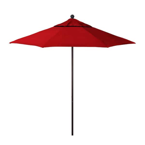 California Umbrella 7.5 ft. Bronze Aluminum Market Patio Umbrella with Fiberglass Ribs and Push-Lift in Red Pacifica Premium