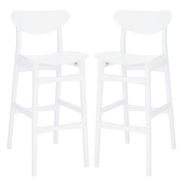 SAFAVIEH Thaxton White Wood Bar Stool (Set of 2)