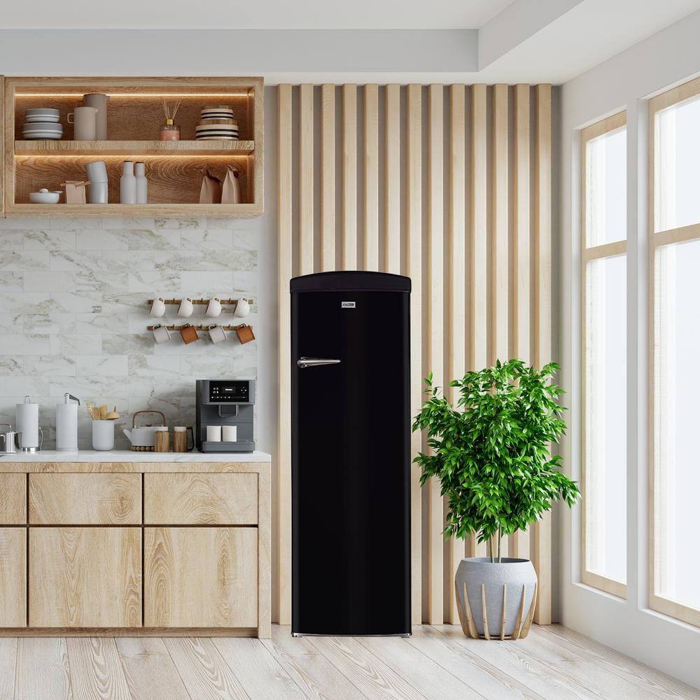 Black Retro Single Door Refrigerator with Frost Free Technology