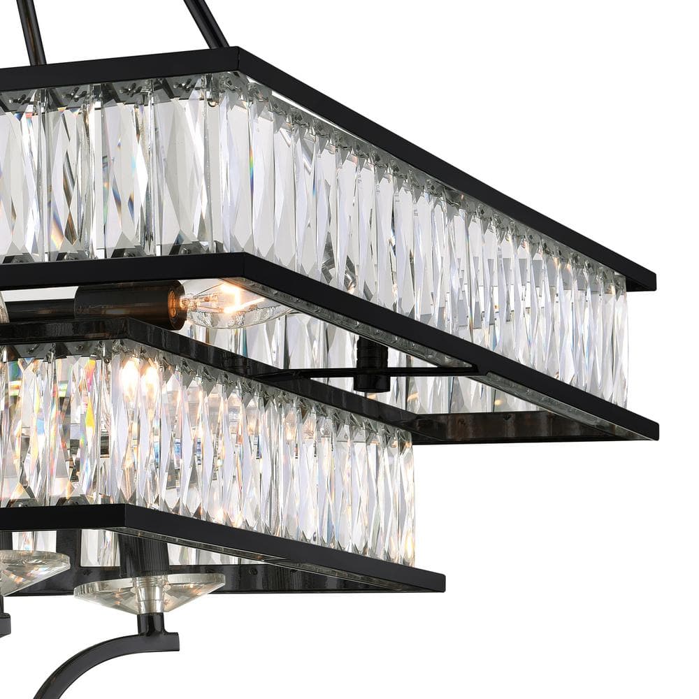 Shalia 8-Light Black Metal Chandelier with Crystal Accents