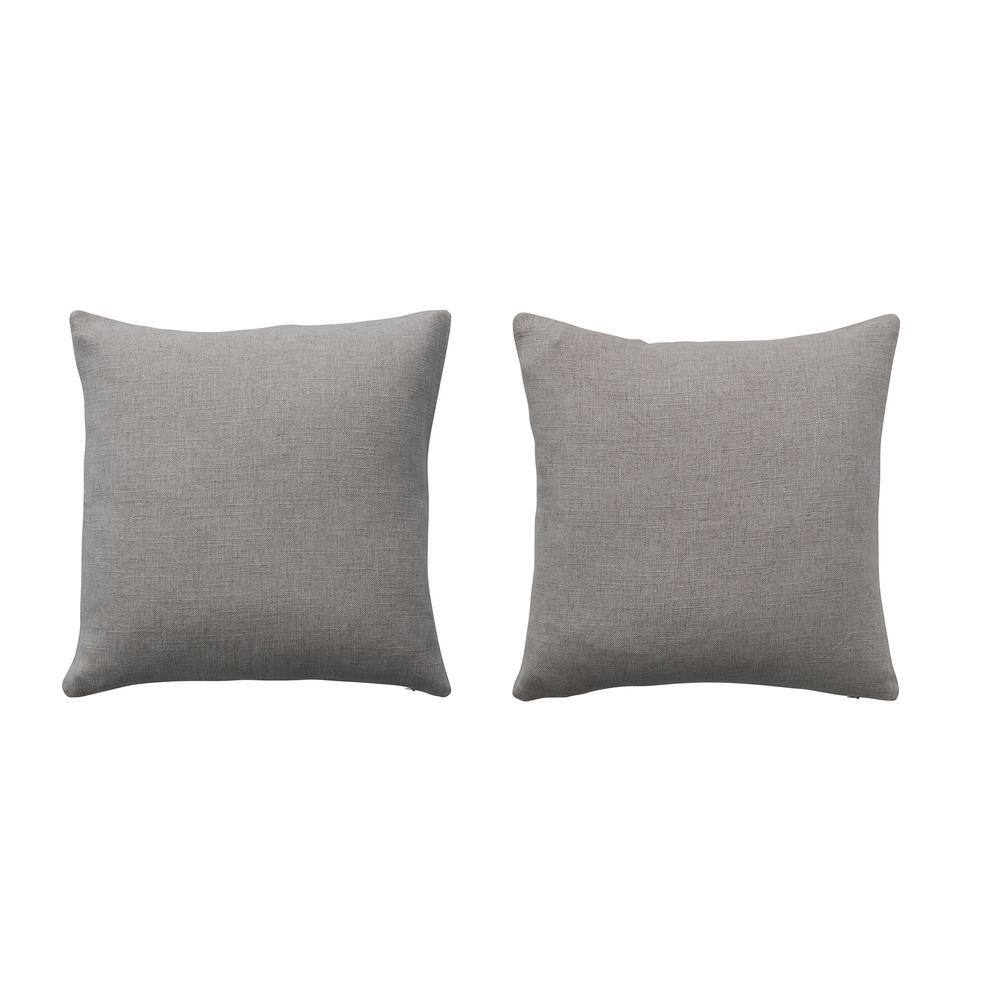 18" Square Cream Linen Animal Embroidered Throw Pillow Set