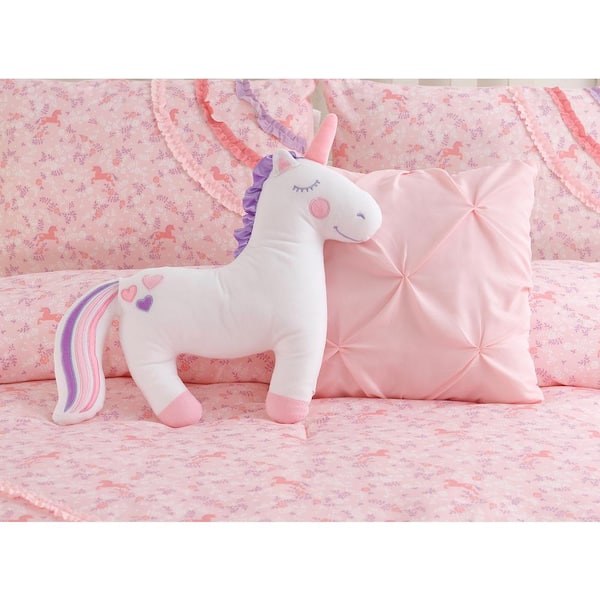 Argos Baby Pink Plush Blonde Unicorn Rag Doll Bow Comforter Soft Toy