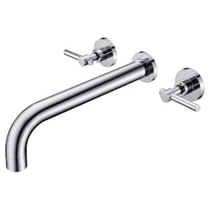 Modern 2-Handle Wall Mounted Roman Tub Faucet with Spot Resistant in Chrome