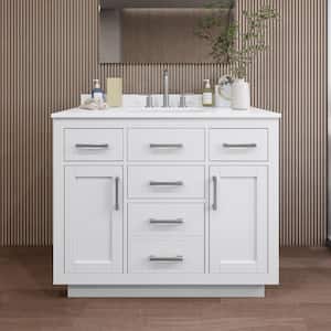 Beckett TK 42 in. W x 22 in. D x 35 in. H Single Bath Vanity in White with White Quartz Top