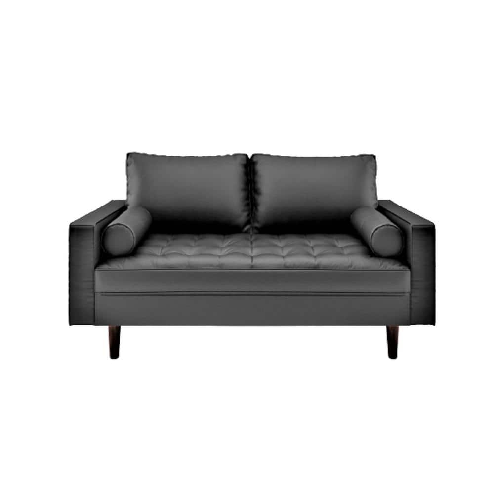 CONTAINER FURNITURE DIRECT Lincoln 50.39 in. Black Tufted Faux Leather