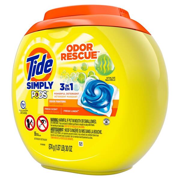 Tide Simply Odor Rescue Fresh Scent Liquid Laundry Detergent Pods  (55-Count, Case of 4) 079168938822 - The Home Depot