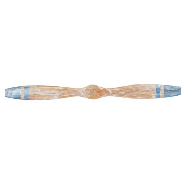 Litton Lane 47 in. x 4 in. Wood Brown 2 Blade Airplane Propeller Wall Decor with Aviation Detailing