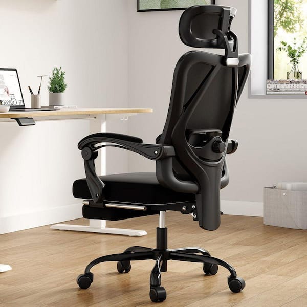 Lirago Mesh Adjustable Height Ergonomic Task Chair in Black with