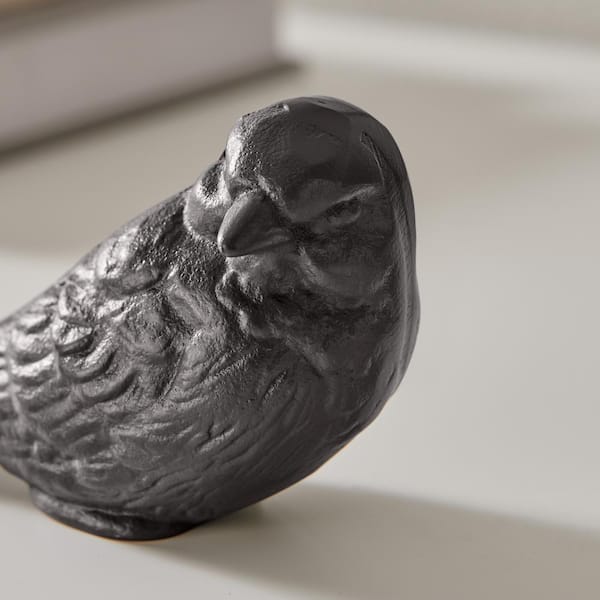 DANYA B Brown Cast Iron Set of 2-Bird Sculptures - Tabletop Desk