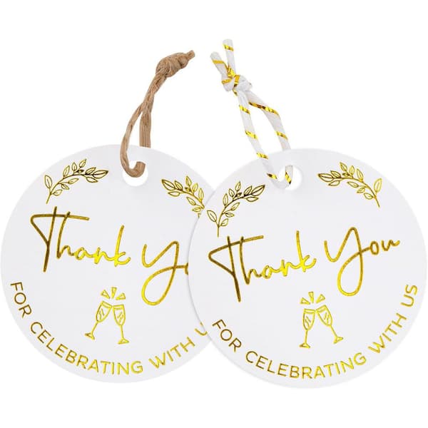 Unbranded Thank You Gift Tags Gold Foil 100Pcs 2 Inch with String for DIY Craft Wedding Party Favor Christmas Decorations
