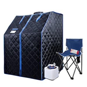 1-Person Portable Steam Sauna Tent with Sauna Heater, Tent, Chair, Remote Included for Home Sauna, Black