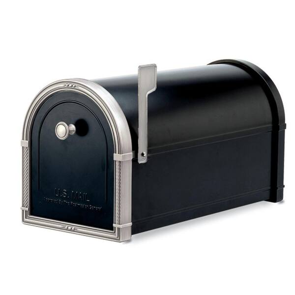 Architectural Mailboxes Coronado Black with Antique Nickel Accents Post-Mount Mailbox