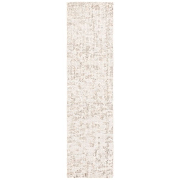 Ebony 2 ft. x 9 ft. Ivory/Gray Abstract Botanical Runner Rug