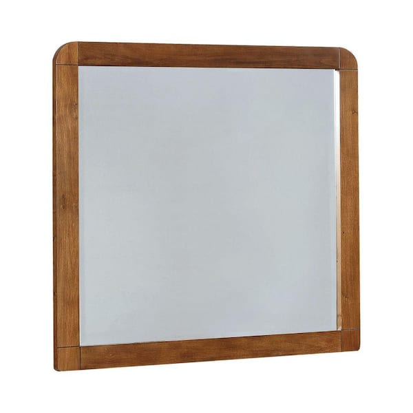 Benjara 1 in. W x 38 in. H Wooden Frame Brown Wall Mirror
