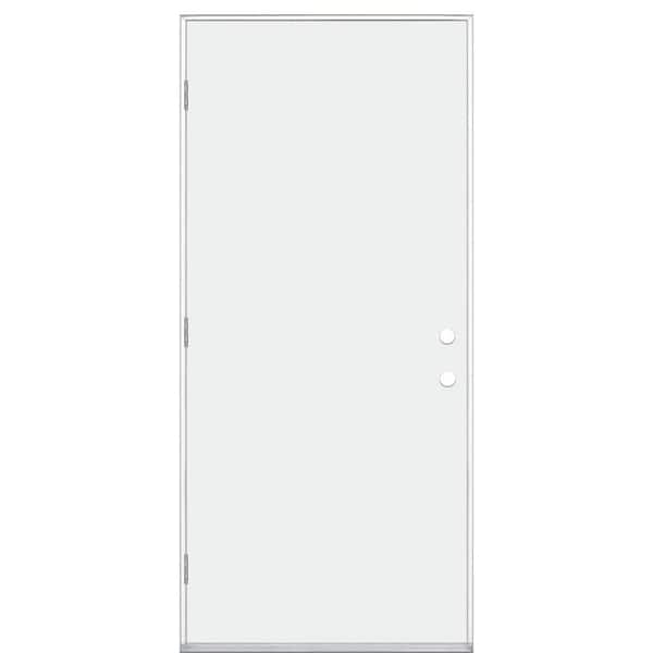 Masonite 30 in. x 80 in. Premium Flush Right-Hand/Outswing Primed Steel Prehung Front Door No Brickmold