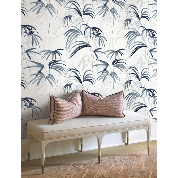 Inky Palms Blue Peel and Stick Wallpaper