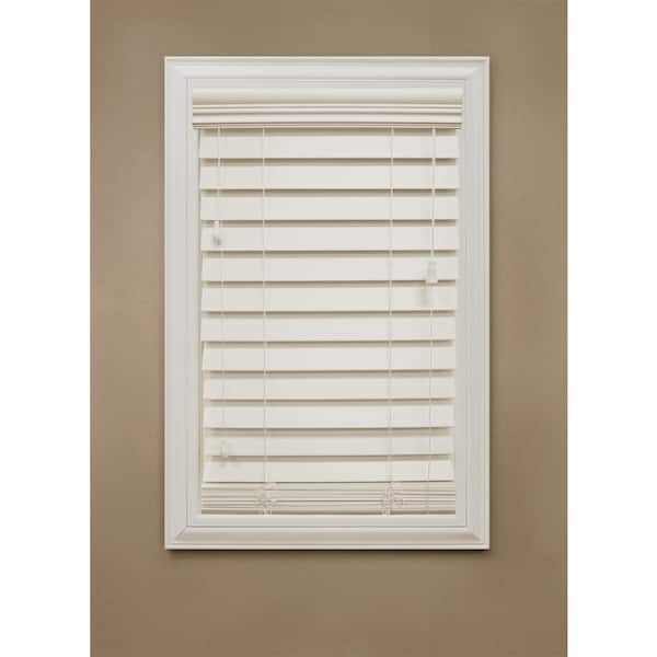 Home Decorators Collection Cut to Width Ivory 2-1/2 in. Premium Faux Wood Blind - 27 in. W x 64 in. L (Actual Size 26.5 in. W 64 in. L )