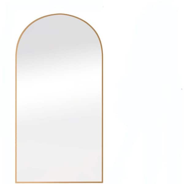 Unbranded 32 in. W x 71 in. H Arch Framed Gold Mirror Modern Design Standing Floor Mirror for Living Room