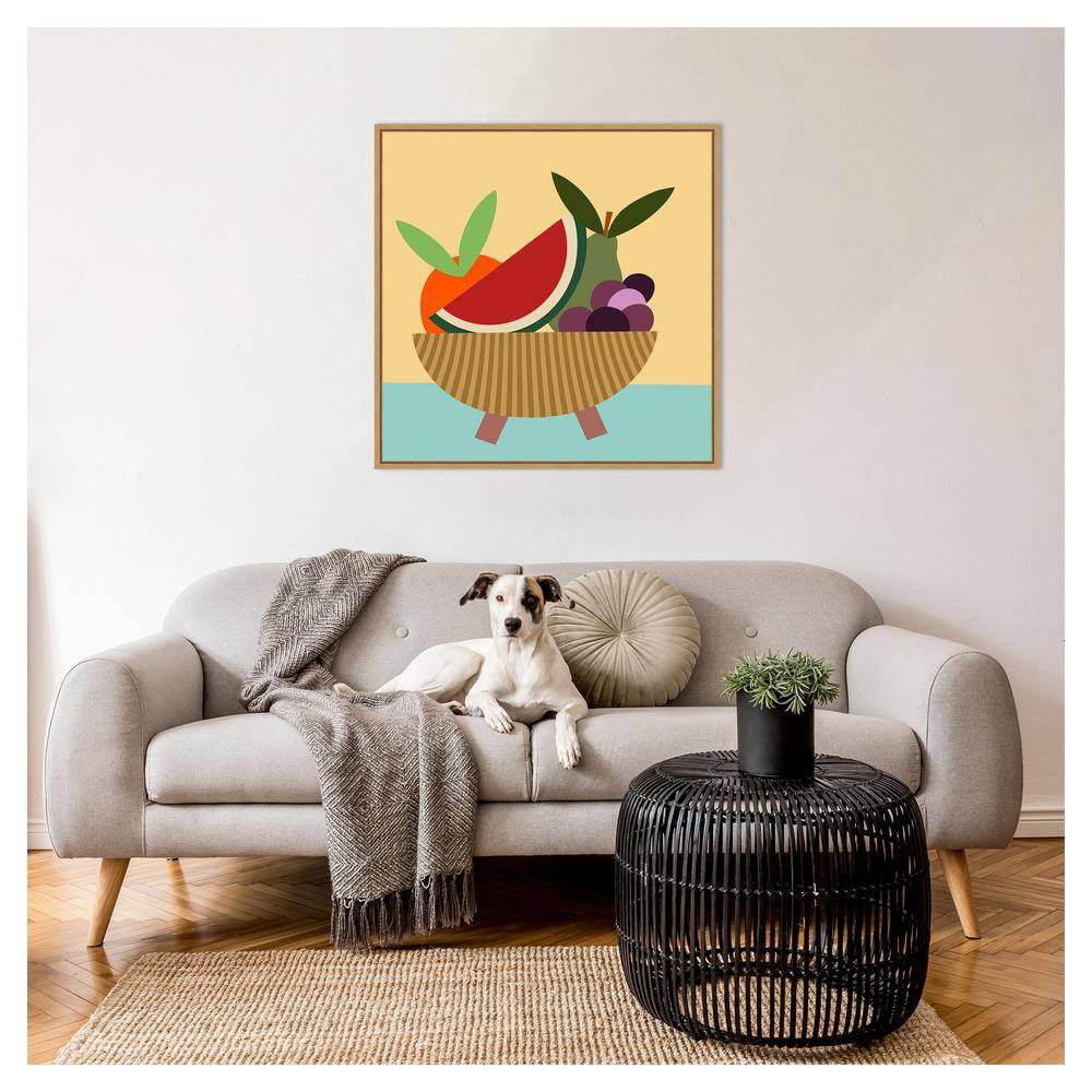 Regina Morre 30"x30" Colorful Geometric Fruit Bowl Framed Canvas Wall Art