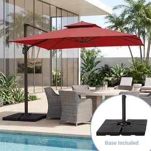 9x9 square outdoor patio hanging offset aluminum umbrella tilt 200g JEAREY 9 ft. x 9 ft. Aluminum Square Cantilever Patio Umbrella with  Weighted Base in Beige S-9x9XJS-Be