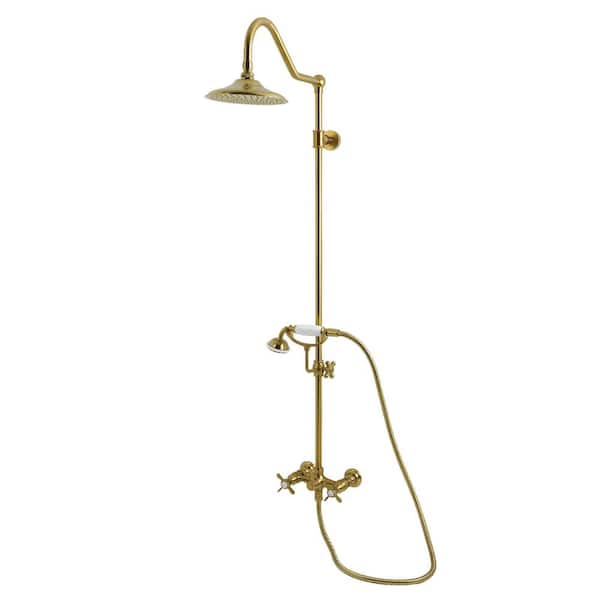 Essex 3-Handle 1-Spray Shower Combo in Brushed Brass