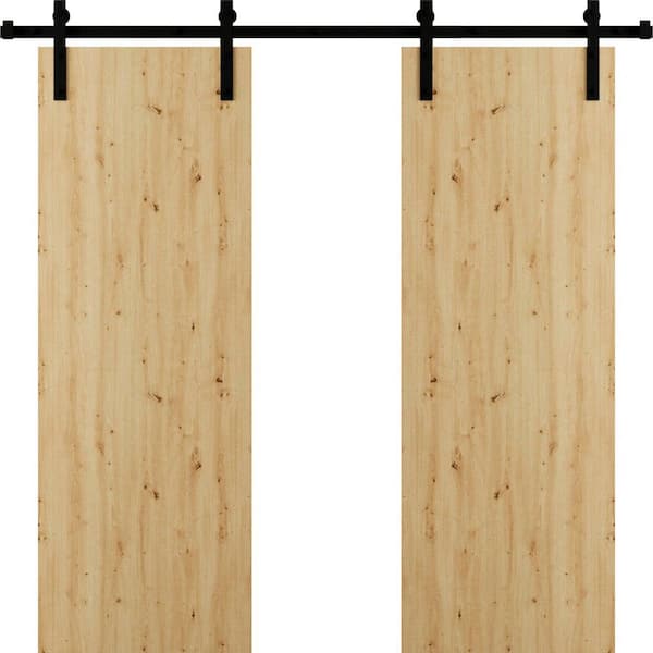 3011 64 in. x 80 in. Sold Core Caramel Oak Color Wood Sliding Barn Door with Hardware Kit