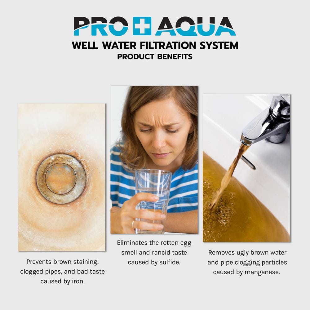 PRO+AQUA Heavy Duty Whole House Well Water Filtration System with Digital Valve