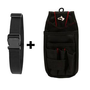 2 in. Quick Release Work Tool Belt with 5 in. 7-Pocket Clip On Utility Tool  Belt Pouch