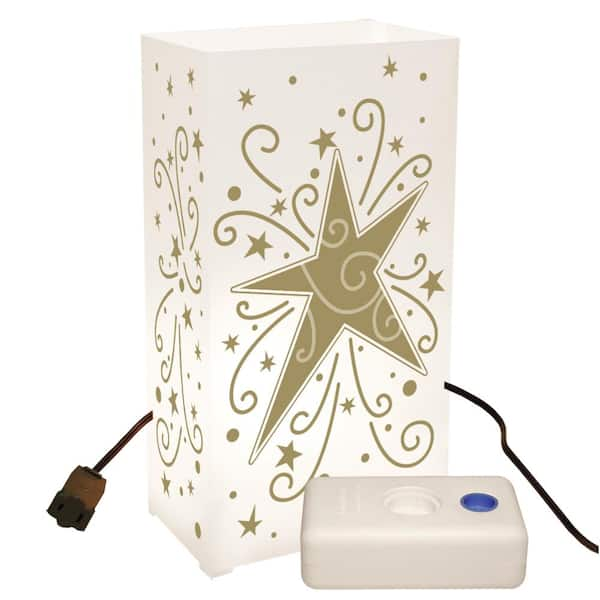 LUMABASE 11 in. Flame Resistant Snowflake Candle Luminaria Kit