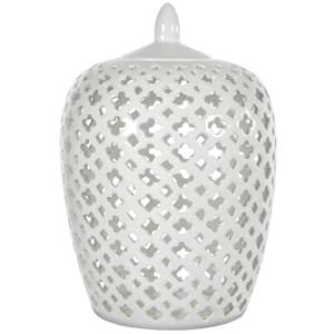 13.25 in. Porcelain Decorative Vase in White