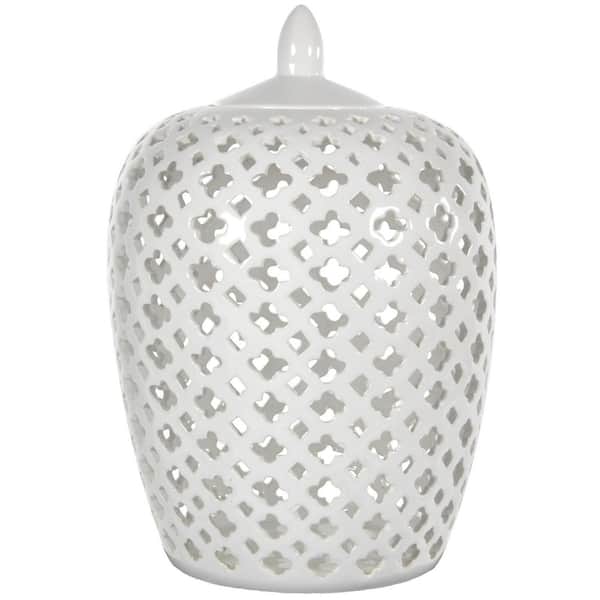 13.25 in. Porcelain Decorative Vase in White
