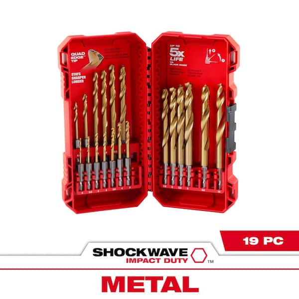 Milwaukee SHOCKWAVE Titanium Red Helix Drill Bit Set 19 Piece 48 89 4860 The Home Depot