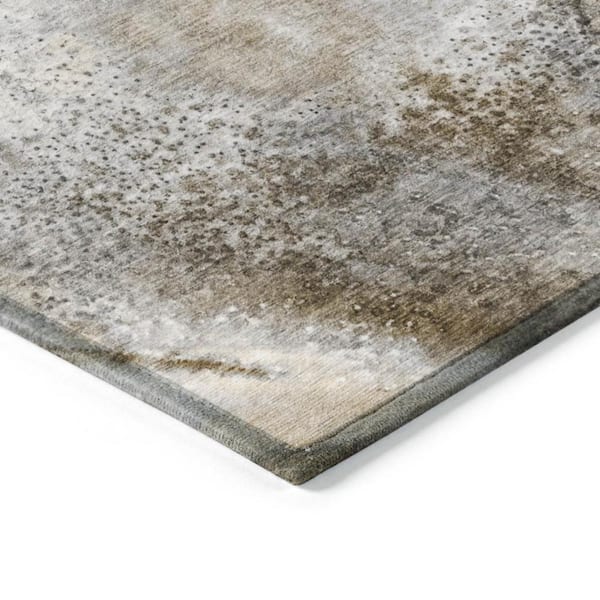 Beige 9 ft. x 12 ft. Abstract Indoor / Outdoor Area Rug