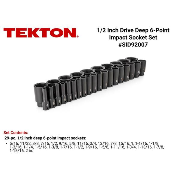 1/2 in. Drive Deep 6-Point Impact Socket Set, 29-Piece (5/16-2 in.)