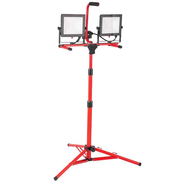 LED Work Light 20000 Lumen Dual-Head with Adjustable Tripod Stand, IP65 Waterproof, 5000K Temperature, 27.6 in. 68.1 in.