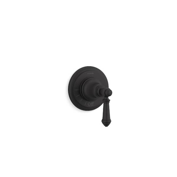 KOHLER Artifacts Mastershower Volume Control Valve Handle Trim With Lever Handle in Matte Black