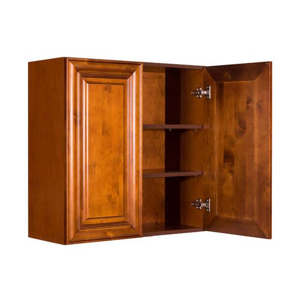 LIFEART CABINETRY Cambridge Assembled 33x30x12 in. Wall Cabinet with 2 Doors 2 Shelves in Chestnut