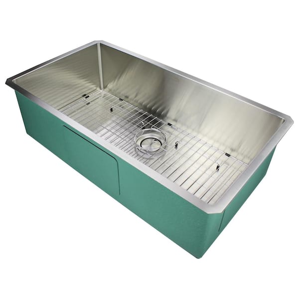 Transolid Diamond Undermount Stainless Steel 35 in. Single Bowl Kitchen Sink in Brushed