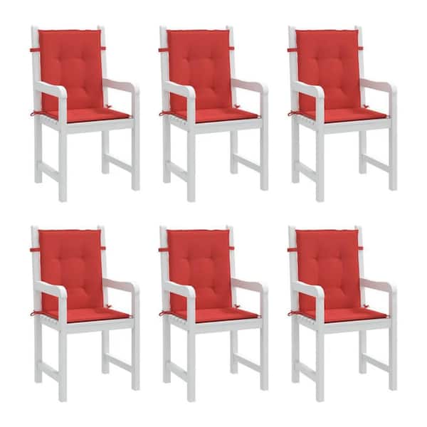 19.7 x 1.2 Tufted Oxford Fabric Outdoor Dining Chair Cushion in Red (Set of 6)