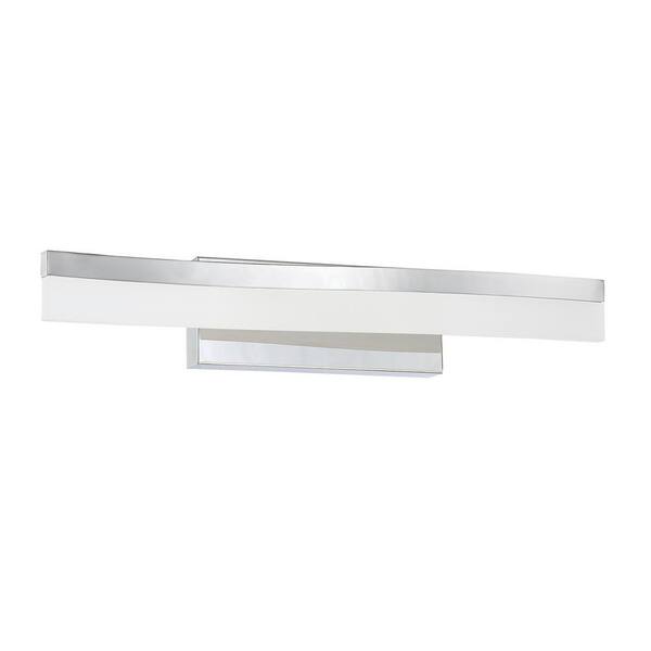 Kendal Lighting CERV 24.25 in. 1 Light Chrome, White LED Vanity Light Bar with White Acrylic Shade