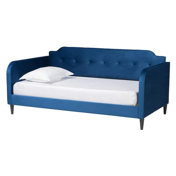 Baxton Studio Kaya Navy Blue and Dark Brown Twin Daybed 218 12349