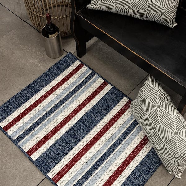 Poolside Stripes Doormat 2 ft. x 3 ft. Indoor/Outdoor Accent Area Rug