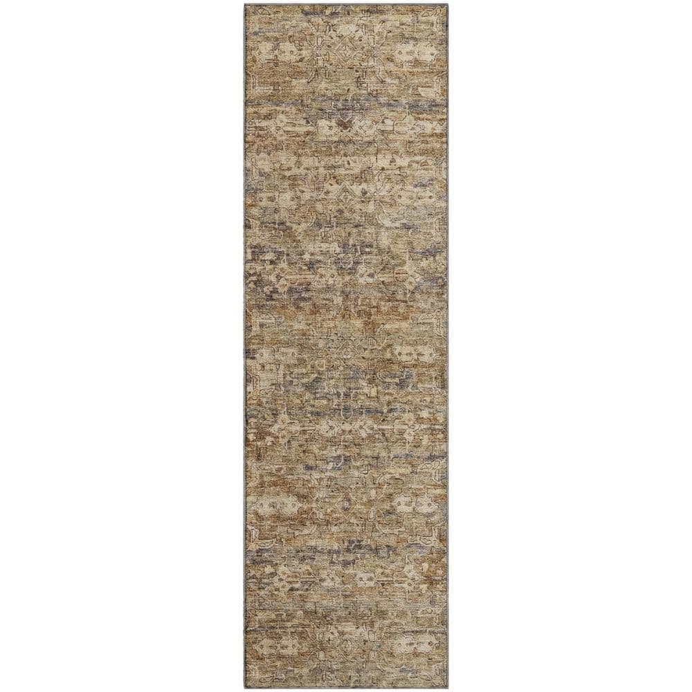 Mayfield Premium Machine Washable Abstract AMF2324 Brown 2 ft. x 7 ft. Runner Rug price history on PriceWatchPro