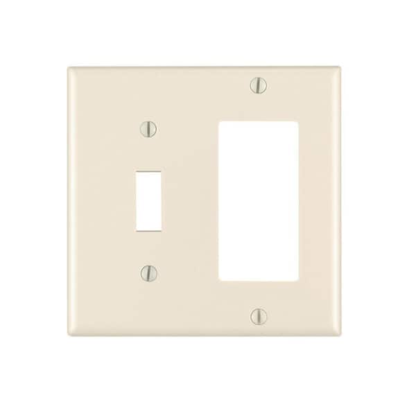 2-Gang Light Almond 1-Toggle / 1-Decora/Rocker Plastic Standard Wall Plate (1-Pack) 80405-T