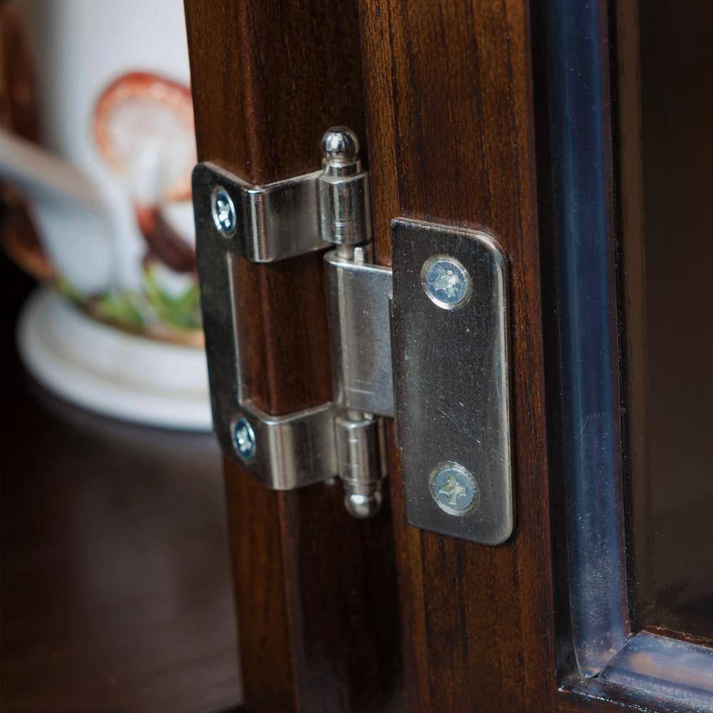 Chocolate Oak Lighted Entryway Curio Cabinet with Glass Shelf