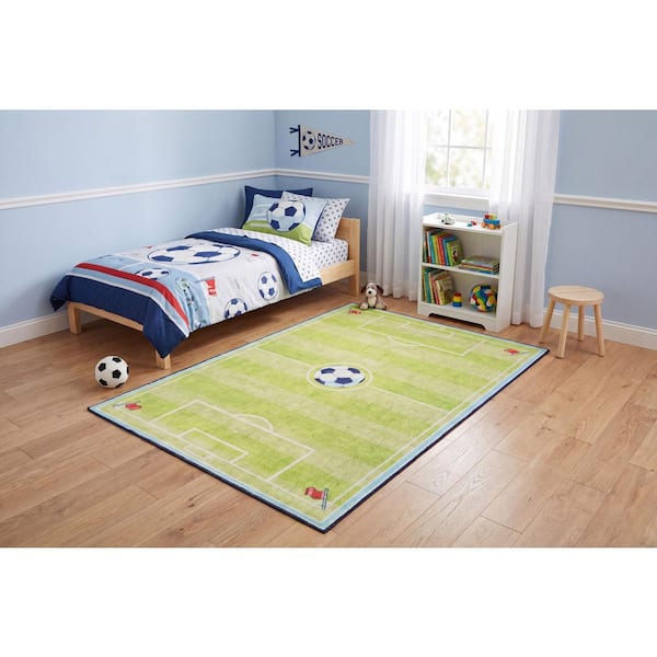 Kidz Green 5 ft. x 7 ft. Children Polyester Area Rug