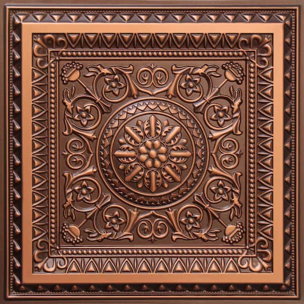 Falkirk Perth Antique Copper 2 ft. x 2 ft. Decorative Victorian Glue Up or Lay In Ceiling Tile (40 sq. ft./case)