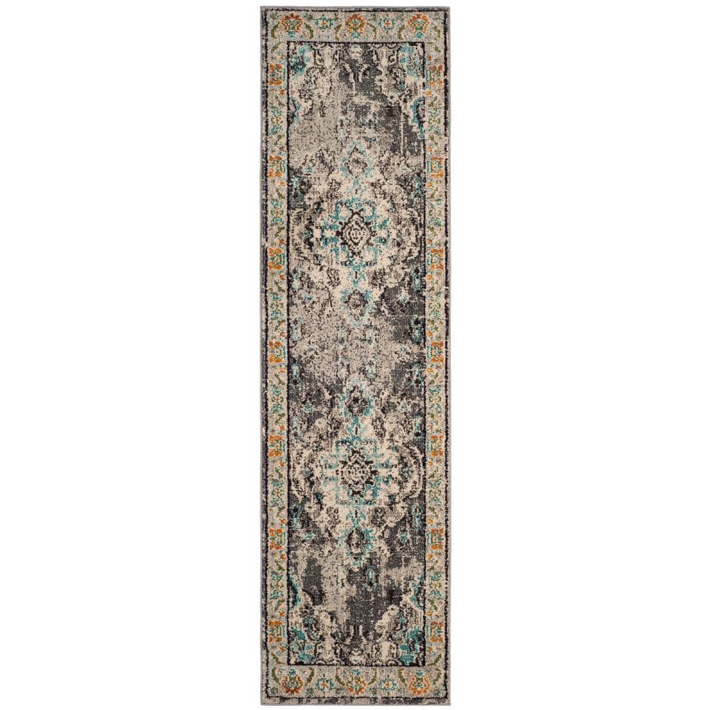 Monaco 2 ft. x 12 ft. Gray/Light Blue Border Runner Rug price history on PriceWatchPro